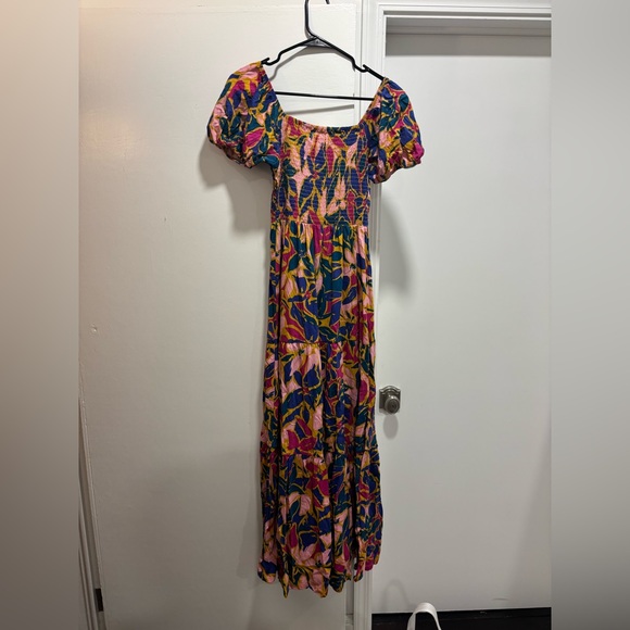 DownEast Colorful Floral Puff Sleeve Maxi Dress NWT - Picture 2 of 3